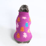 Weihnachts-Strickpullover für Hunde – Magenta-Zuckerstangen-Bäume