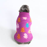Weihnachts-Strickpullover für Hunde – Magenta-Zuckerstangen-Bäume