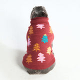 Weihnachts-Strickpullover für Hunde – Kastanienbraune Zuckerstangen-Bäume