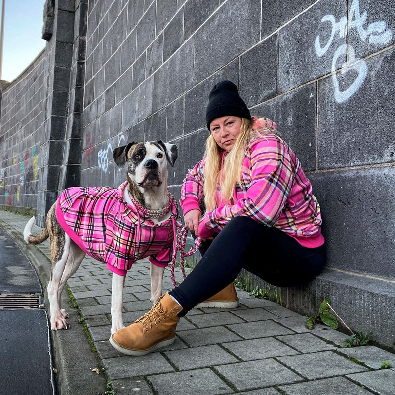 Rosa-karierter Hoodie
