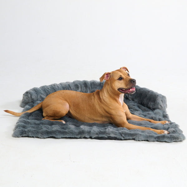 Beruhigendes Flauschiges Sofa-Schonbezug Hundebett - Grau