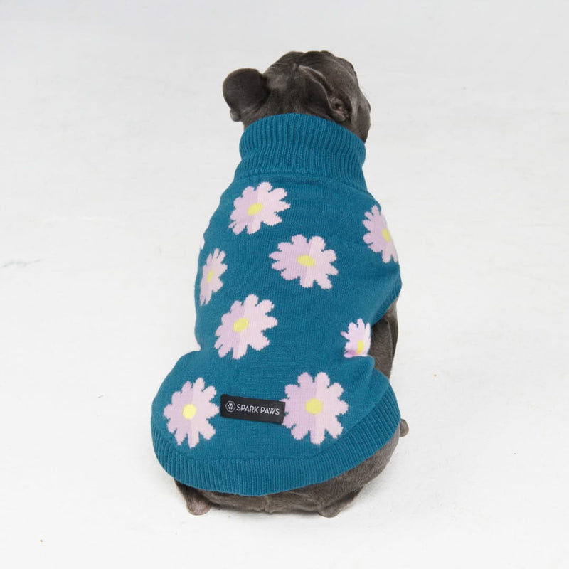 Gestrickter Hundepullover - Blume