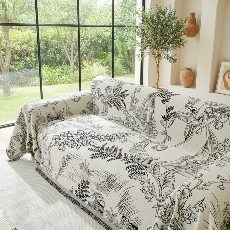 Lily Valley Black Couch Cover