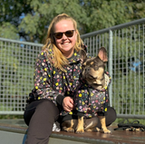 Vintage Flower Hundehoodie – Schwarz