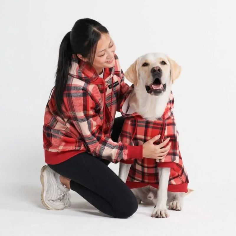 Rot-karierter Hunde Hoodie