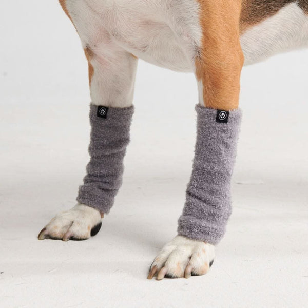 Dehnbare Fleece-Beinwärmer für Hunde - Grau