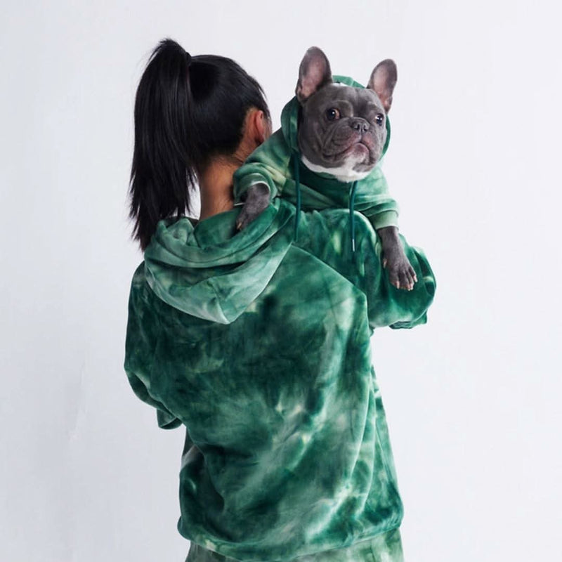 Samtiger Hunde Hoodie - Smaragdgrün