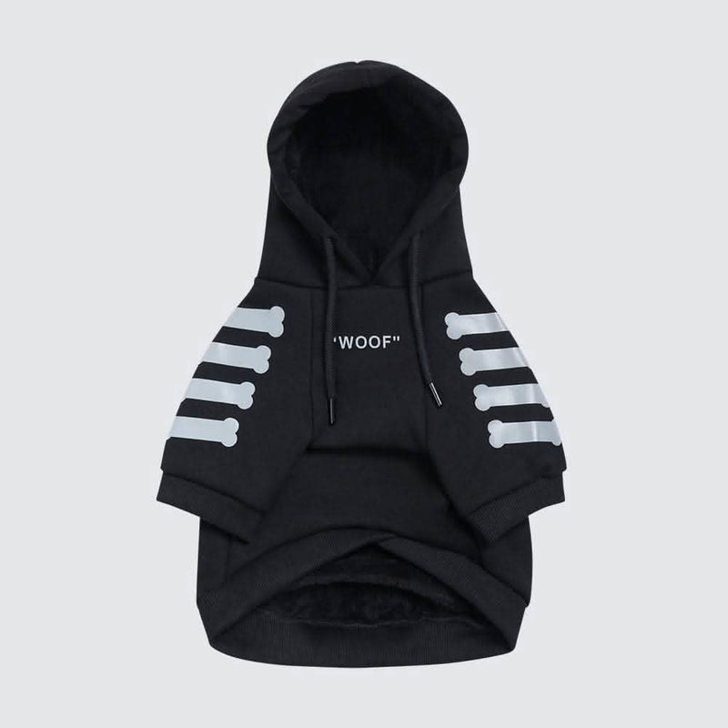 "WOOF" Hunde Hoodie - Schwarz & Reflektierend